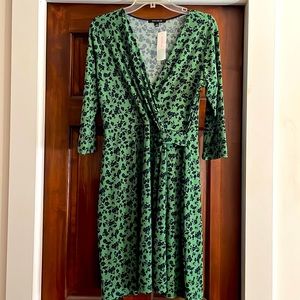 Hailey 23 Meesha Faux Wrap Navy Blue/Green Knot Dress